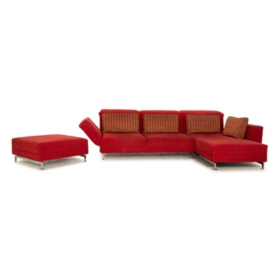 Fabric Sofa and Chaise Lounge in Red from Brühl Moule, Set of 2-RQW-1789453