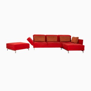 Fabric Sofa and Chaise Lounge in Red from Brühl Moule, Set of 2-RQW-1789453