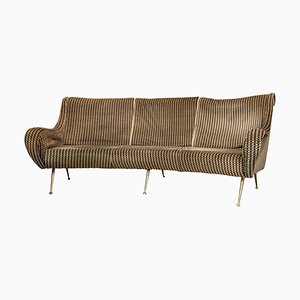 Fabric Sofa with Brass Legs, 1960s-VCV-1264398