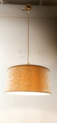 Fabric Suspension LIght with Gold Decorations and Golden Silk Cable-QLH-1175127