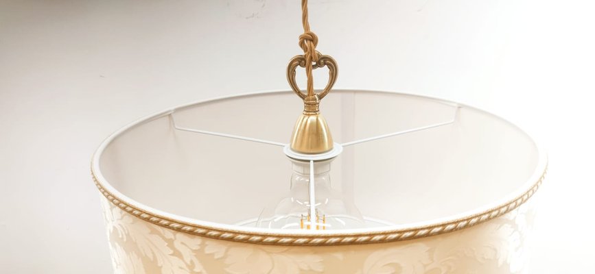 Fabric Suspension Light with Gold Silk Cord-QLH-1175119