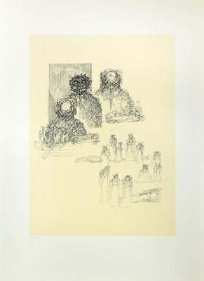 Fabrizio Clerici, Gestural Composition, Lithograph, 1970s-ZCI-2029575