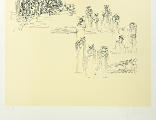 Fabrizio Clerici, Gestural Composition, Lithograph, 1970s-ZCI-2029575