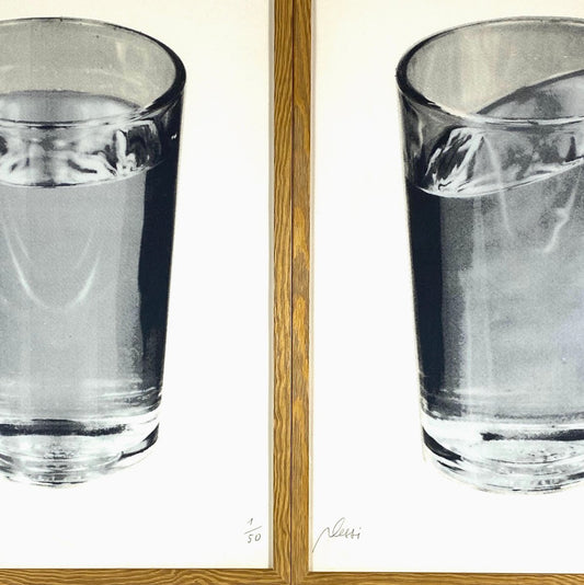 Fabrizio Plessi, Glasses of Water, Prints on Canvases, 1975, Set of 2