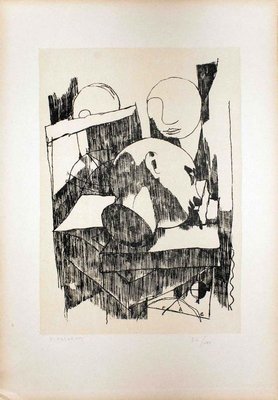 Faces - Original Lithograph by Felice Casorati - 1946 1946-ZCI-761607