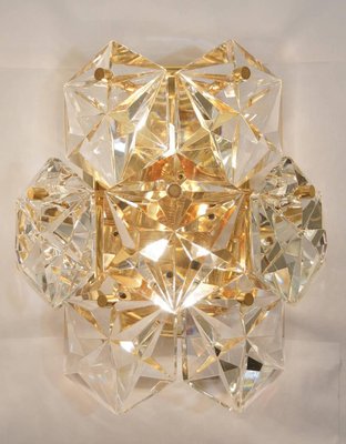 Faceted Crystal and Gilt Metal Light Fixtures by Kinkeldey, Germany, 1960s, Set of 4-VDW-683768