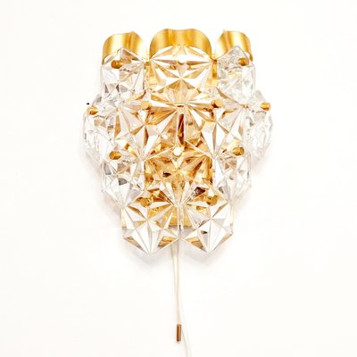 Faceted Crystal Glass & Gilded Brass Wall Light from Kinkeldey, Germany, 1970s-BMM-1736326