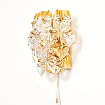 Faceted Crystal Glass & Gilded Brass Wall Light from Kinkeldey, Germany, 1970s-BMM-1736326