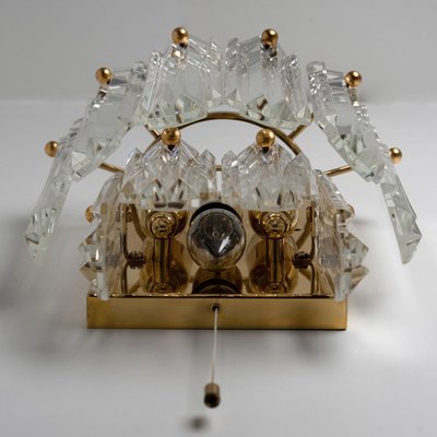 Faceted Glass and Gilt Brass Sconce attributed to J. T. Kalmar for Kalmar, 1970s-VDW-1395272