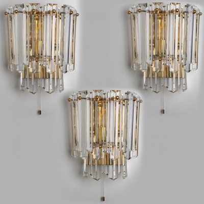 Faceted Glass and Gilt Brass Sconce attributed to J. T. Kalmar for Kalmar, 1970s-VDW-1395272