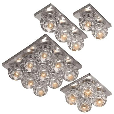 Faceted Glass on Chrome Light Fixtures from Peill & Putzler, 1970s, Set of 4-VDW-713875