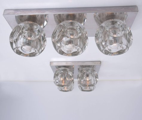 Faceted Glass on Chrome Light Fixtures from Peill & Putzler, 1970s, Set of 4-VDW-713875