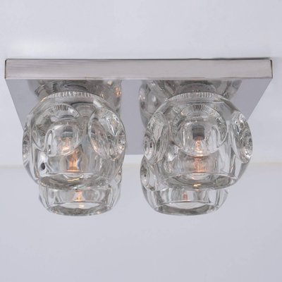 Faceted Glass on Chrome Light Fixtures from Peill & Putzler, 1970s, Set of 4-VDW-713875