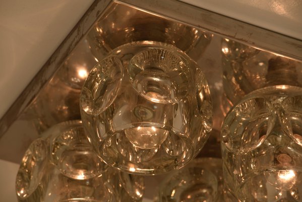 Faceted Glass on Chrome Light Fixtures from Peill & Putzler, 1970s, Set of 4-VDW-713875