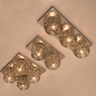 Faceted Glass on Chrome Light Fixtures from Peill & Putzler, 1970s, Set of 4-VDW-713875