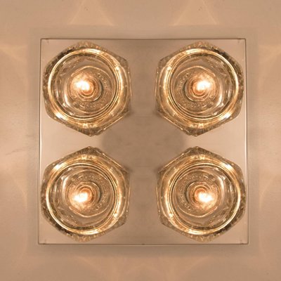 Faceted Glass on Chrome Light Fixtures from Peill & Putzler, 1970s, Set of 4-VDW-713875