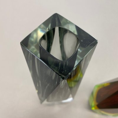 Faceted Murano Glass Sommerso Vases, Italy, 1970s, Set of 2-QZ-1151859