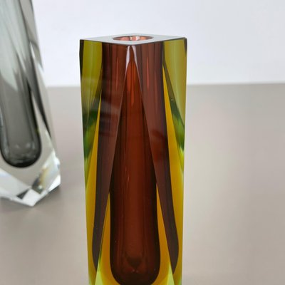 Faceted Murano Glass Sommerso Vases, Italy, 1970s, Set of 2-QZ-1151859