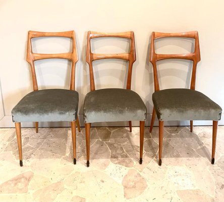 Fago Wood Chairs with Brass Details attributed to Ico and Luisa Parisi, Italy, 1950s, Set of 6-TKR-1819430