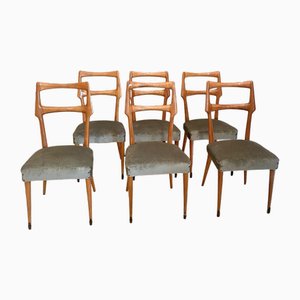 Fago Wood Chairs with Brass Details attributed to Ico and Luisa Parisi, Italy, 1950s, Set of 6-TKR-1819430