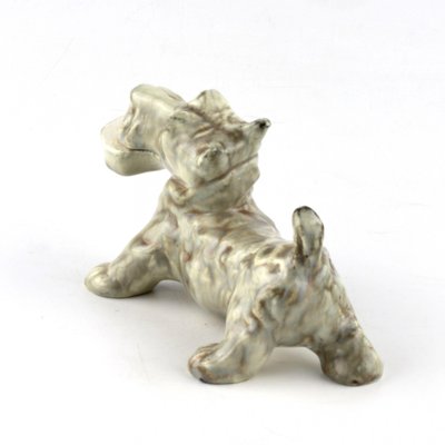 Faience Scotch Terrier Figurine from Kuznetsov Factory, Russia-WMV-1129402