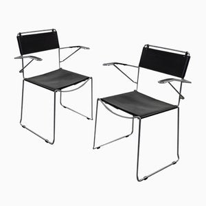 Fake Skin and Stackable Leather Chairs, Set of 2-SXX-1347760