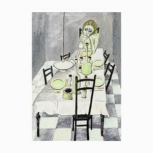 Family on the Table - Original Tempera on Cardboard by Fabio Carriba - 1966 1966-ZCI-768633