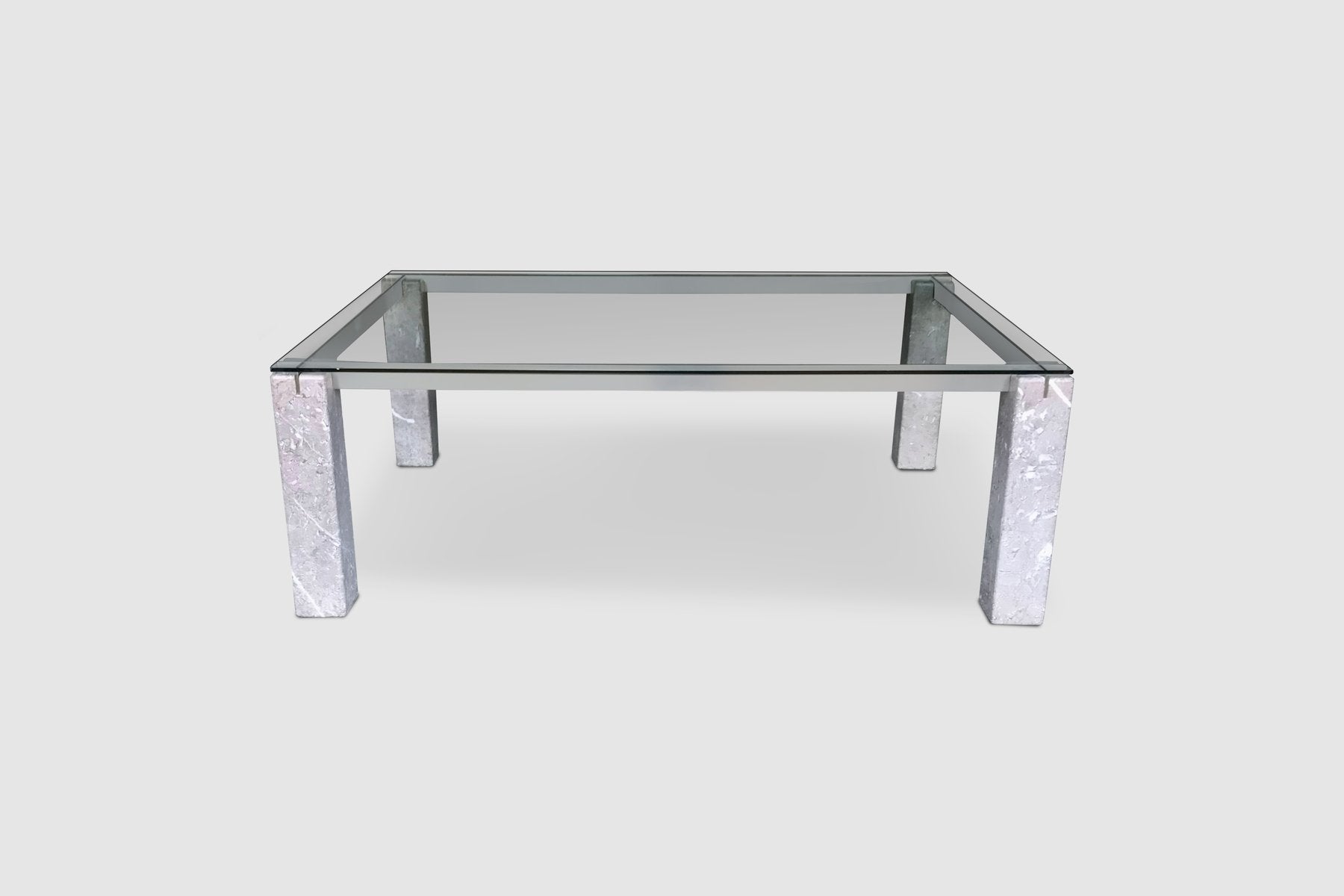 Faraone Glass and Marble Dining Table by Renato Polidori for Skipper, Italy, 1980s