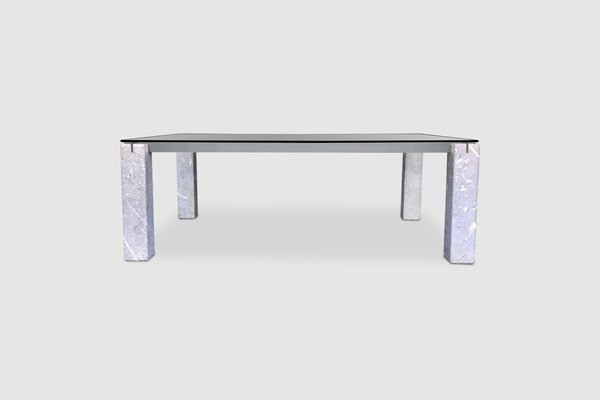 Faraone Glass and Marble Dining Table by Renato Polidori for Skipper, Italy, 1980s-PDW-1396993