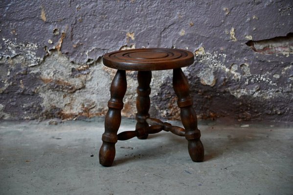 Farmhouse Tripod Stool in Wood, 1960s-AIU-1795647