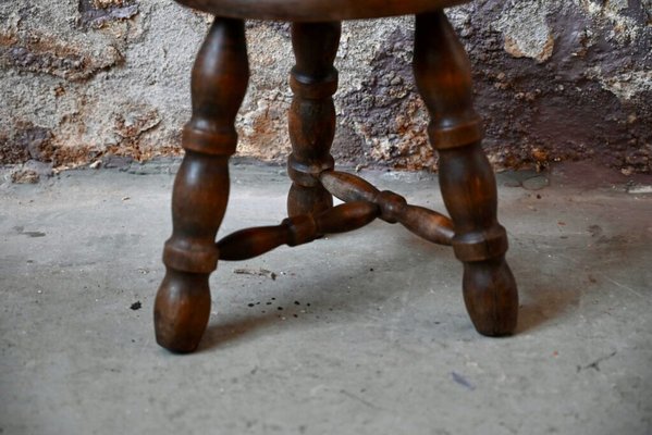 Farmhouse Tripod Stool in Wood, 1960s-AIU-1795647