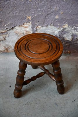 Farmhouse Tripod Stool in Wood, 1960s-AIU-1795647