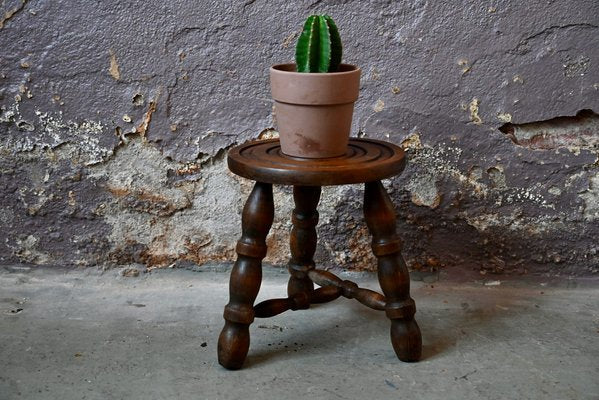 Farmhouse Tripod Stool in Wood, 1960s-AIU-1795647