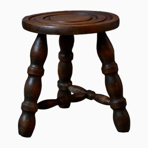 Farmhouse Tripod Stool in Wood, 1960s-AIU-1795647