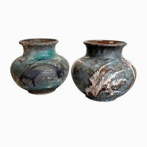 Fat Lava Abstract Pottery Vases by Ruscha, Germany, 1960s, Set of 2-QZ-1134662