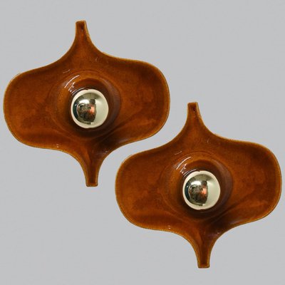 Fat Lava Brown Ceramic Wall Light from Hustadt Keramik, Germany, 1960s-VDW-1719588