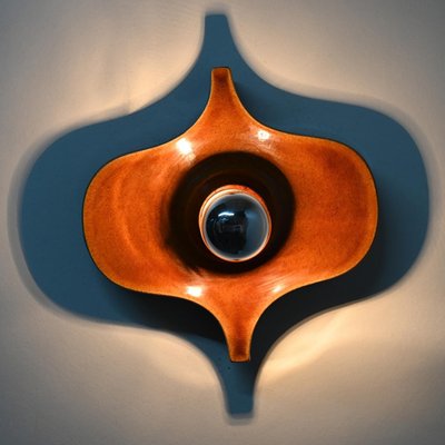 Fat Lava Brown Ceramic Wall Light from Hustadt Keramik, Germany, 1960s-VDW-1719588