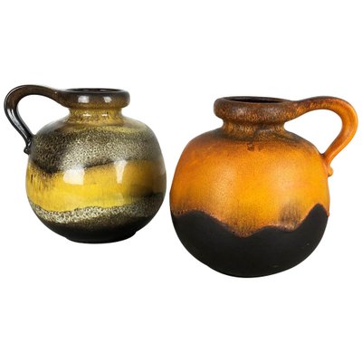 Fat Lava Ceramic 484-21 Vases from Scheurich, Germany, 1970s, Set of 2-QZ-1053228