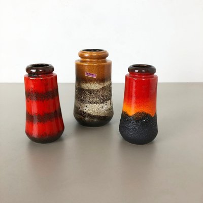 Fat Lava Ceramic 549 Vases from Scheurich, Germany, 1970s, Set of 3-QZ-1053020