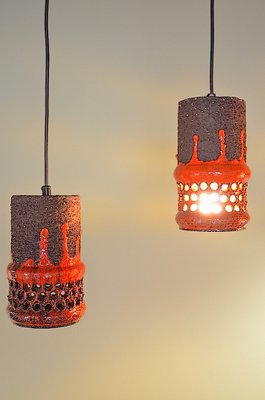 Fat Lava Ceramic Pendant Lights, Denmark 1960s, Set of 2-OV-1730105