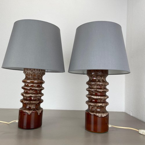 Fat Lava Ceramic WGP Table Lamps from Hustadt Leuchten, 1970s, Set of 2