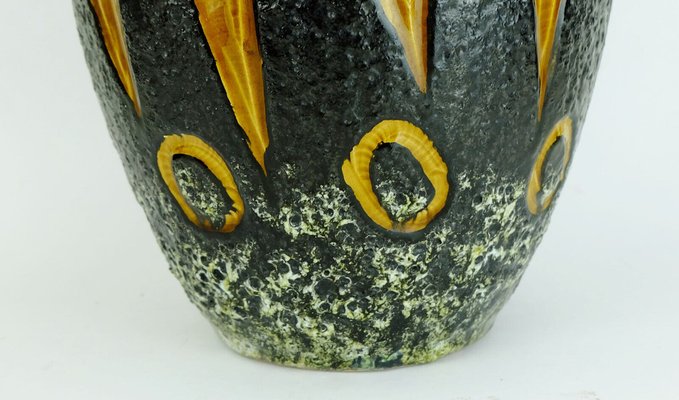 Fat Lava Glaze Ceramic No. 279-38 Jug Vase in Black, White & Ocher from Scheurich-FH-1309935