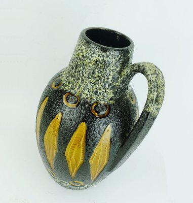 Fat Lava Glaze Ceramic No. 279-38 Jug Vase in Black, White & Ocher from Scheurich-FH-1309935