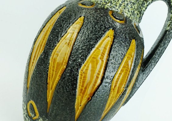 Fat Lava Glaze Ceramic No. 279-38 Jug Vase in Black, White & Ocher from Scheurich-FH-1309935