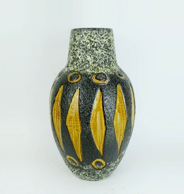 Fat Lava Glaze Ceramic No. 279-38 Jug Vase in Black, White & Ocher from Scheurich-FH-1309935