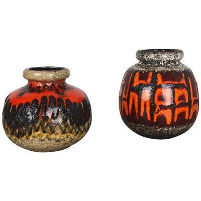 Fat Lava Multi-Color Pottery Vases from Scheurich, Germany, 1970s, Set of 2-QZ-1134669