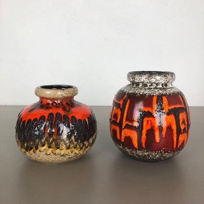 Fat Lava Multi-Color Pottery Vases from Scheurich, Germany, 1970s, Set of 2-QZ-1134669