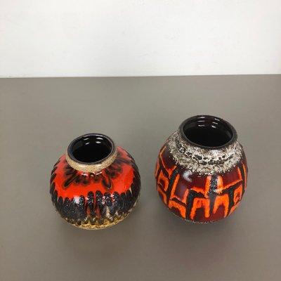 Fat Lava Multi-Color Pottery Vases from Scheurich, Germany, 1970s, Set of 2-QZ-1134669