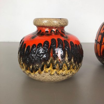 Fat Lava Multi-Color Pottery Vases from Scheurich, Germany, 1970s, Set of 2-QZ-1134669