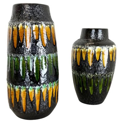 Fat Lava Multi-Color Vases from Scheurich, Germany, 1970s, Set of 2-QZ-1437217